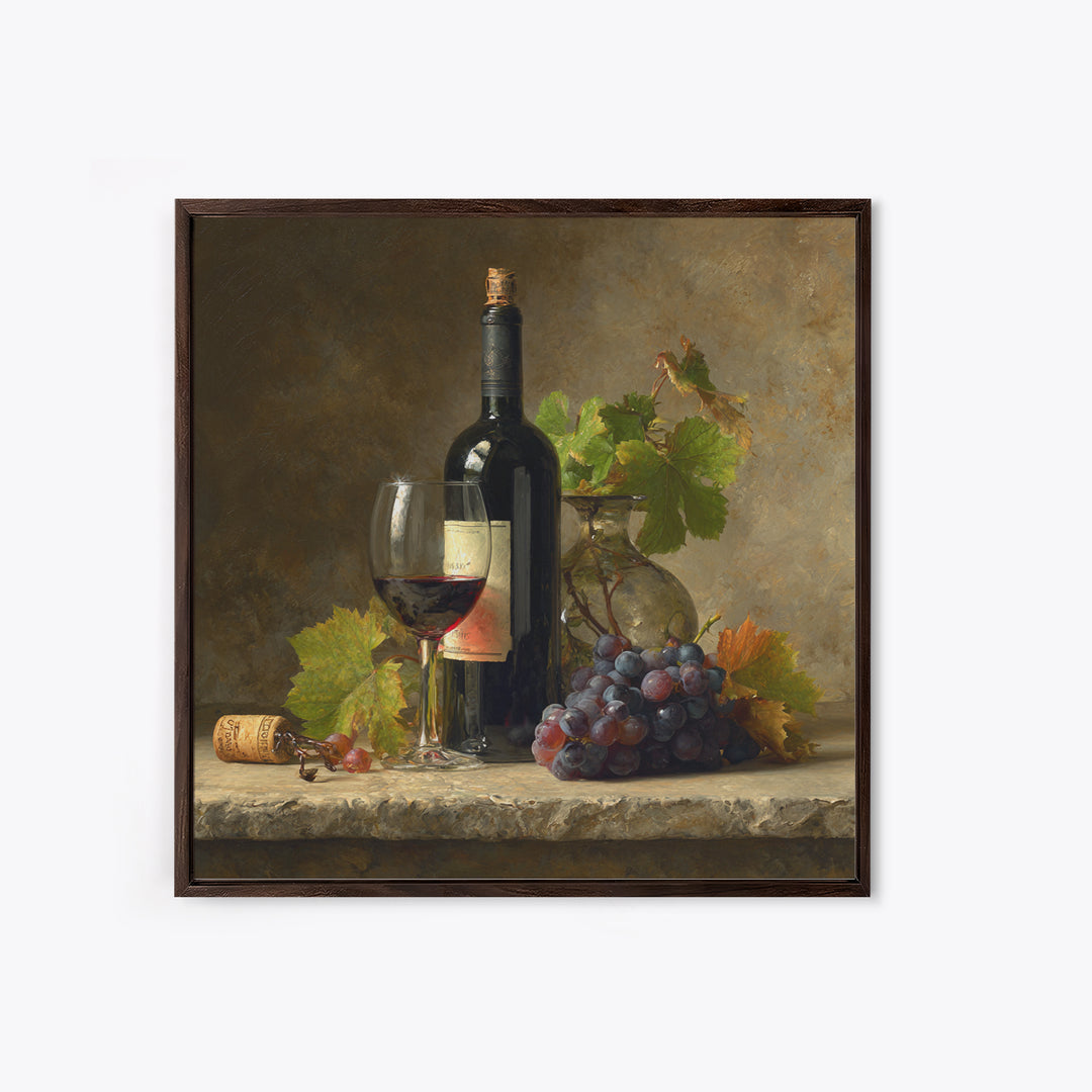Wine Tasting Flight Rendered as Elegant Still Framed Canvas Print, Winery Art, Cocktail Wall Art, Winery Decor, Watercolor Art, WIN-1x1-34