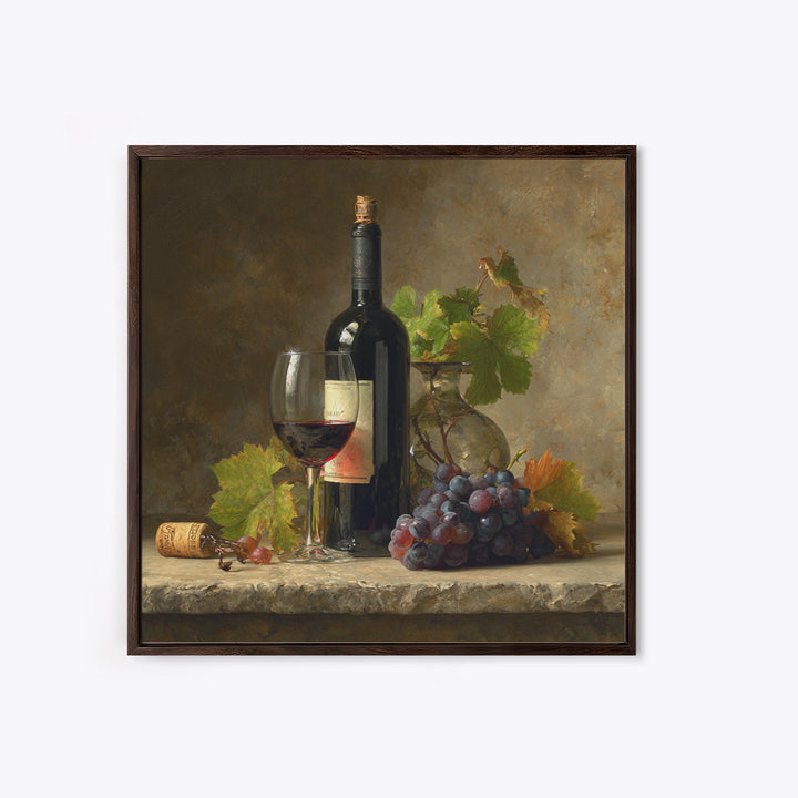 Wine Tasting Flight Rendered as Elegant Still Framed Canvas Print, Winery Art, Cocktail Wall Art, Winery Decor, Watercolor Art, WIN-1x1-34