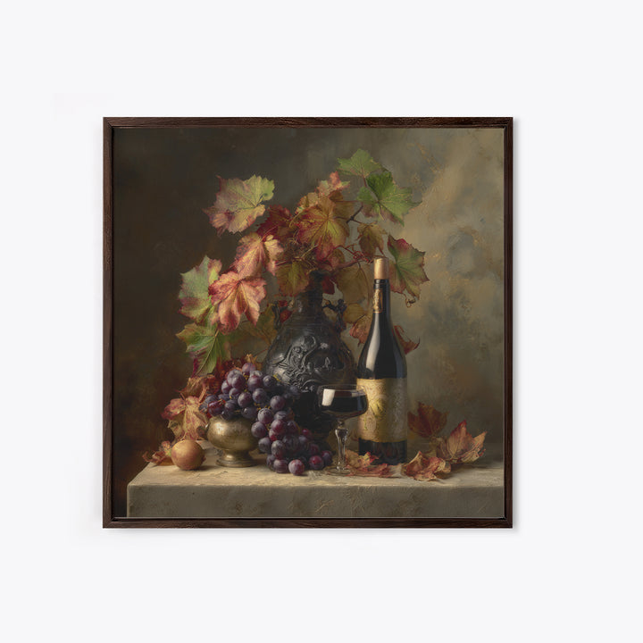 Vine Leaves Turning Autumn Red and Gold Canvas Print, Winery Art, Watercolor Painting, Winery Decor, Fine Art, Vineyard, WIN-1x1-35