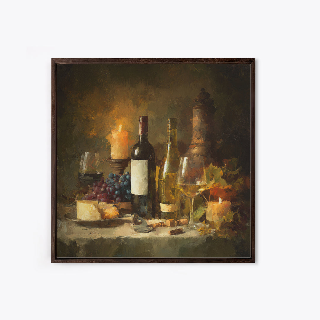 Old Cellar Key and Wine Label Shapes Canvas Print, Winery Art, Oil Painting, Winery Decor, Abstract Art, Vineyard, WIN-1x1-36