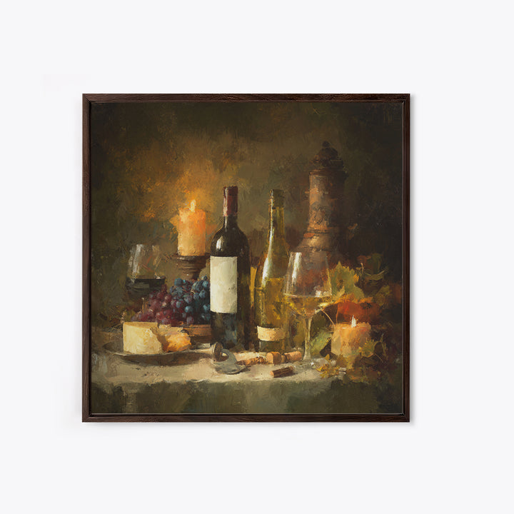 Old Cellar Key and Wine Label Shapes Canvas Print, Winery Art, Oil Painting, Winery Decor, Abstract Art, Vineyard, WIN-1x1-36