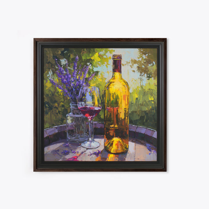 Wine Barrel with Lavender and Sunlight Canvas Print, Winery Art, Travel Poster, Winery Decor, Oil Painting, Vineyard, WIN-1x1-54