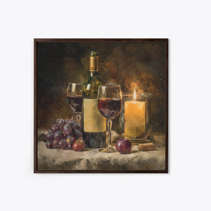 Wine Tasting Flight Rendered as Elegant Still Framed Canvas Print, Winery Art, Cocktail Wall Art, Winery Decor, Watercolor Art, WIN-1x1-58