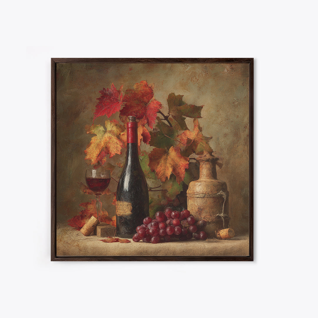 Vine Leaves Turning Autumn Red and Gold Canvas Print, Winery Art, Gallery Decor, Winery Decor, Fine Art, Vineyard, Wall Art, WIN-1x1-59