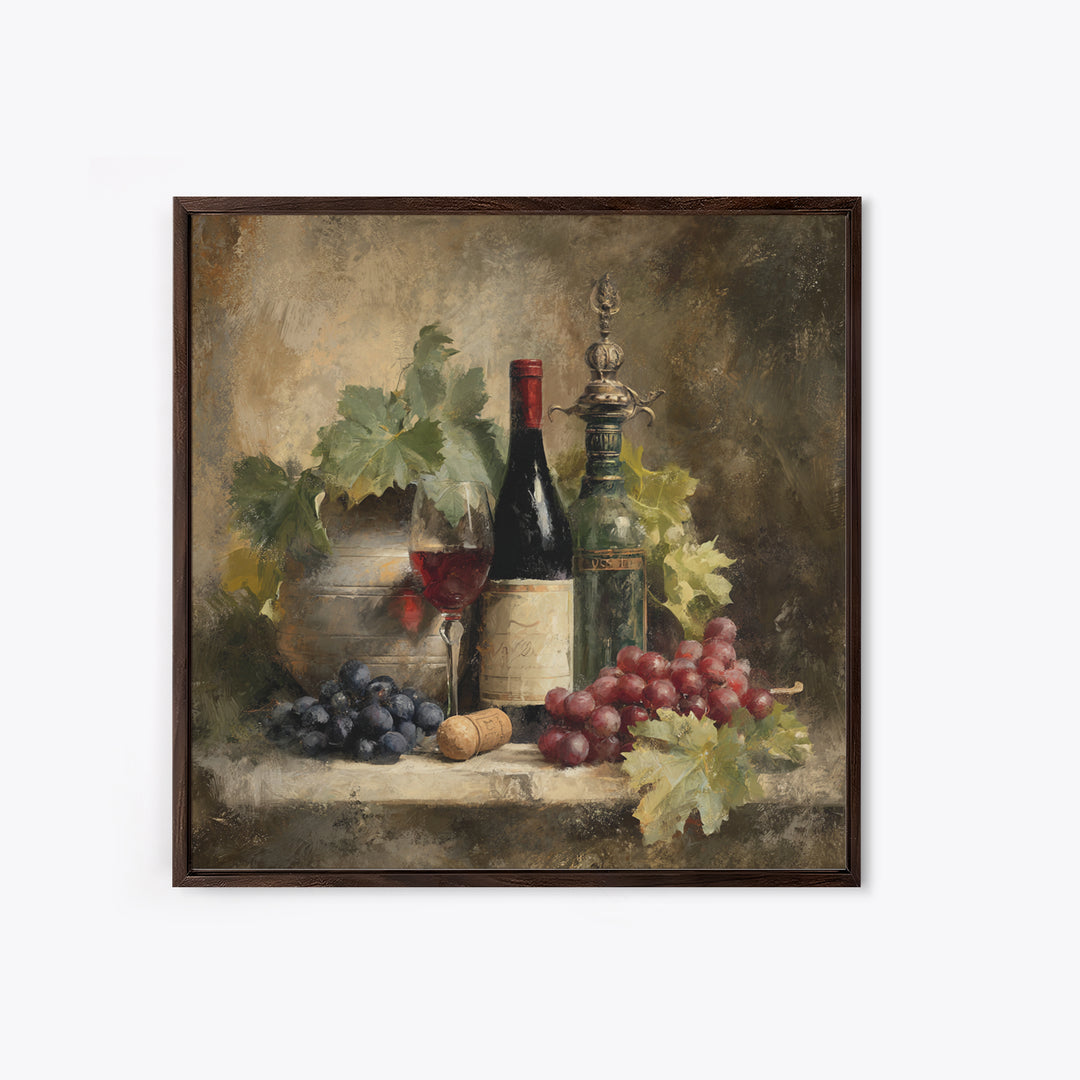 Old Cellar Key and Wine Label Shapes Canvas Print, Winery Art, Retro Wall Art, Winery Decor, Abstract Art, Vineyard, WIN-1x1-60