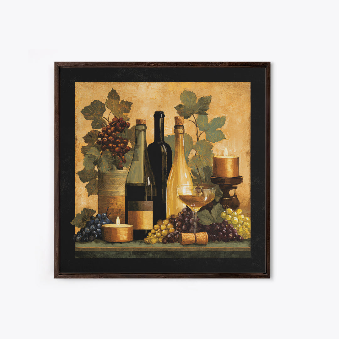 Black and Gold Wine Bottle Silhouette Framed Canvas Print, Winery Art, Wall Art Print, Winery Decor, Fine Art, Vineyard, WIN-1x1-64