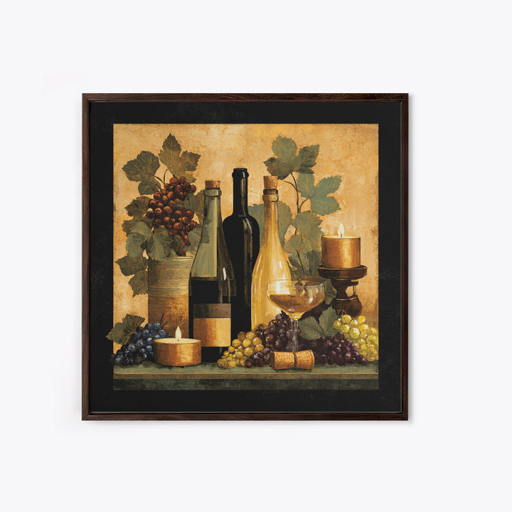 Black and Gold Wine Bottle Silhouette Framed Canvas Print, Winery Art, Wall Art Print, Winery Decor, Fine Art, Vineyard, WIN-1x1-64