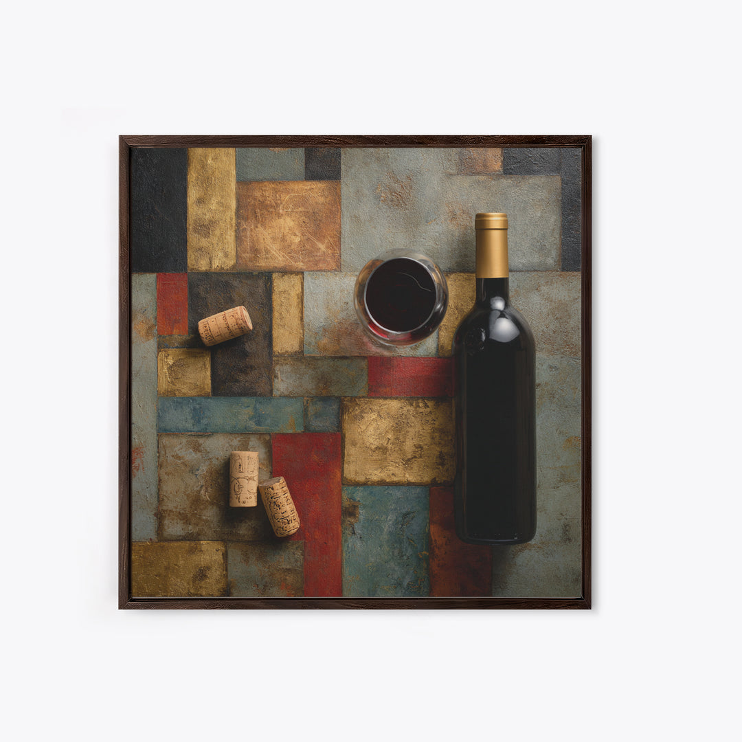 Corks Arranged as Geometric Pattern Framed Canvas Print, Winery Art, Landscape Art, Winery Decor, Fine Art, Vineyard, WIN-1x1-66