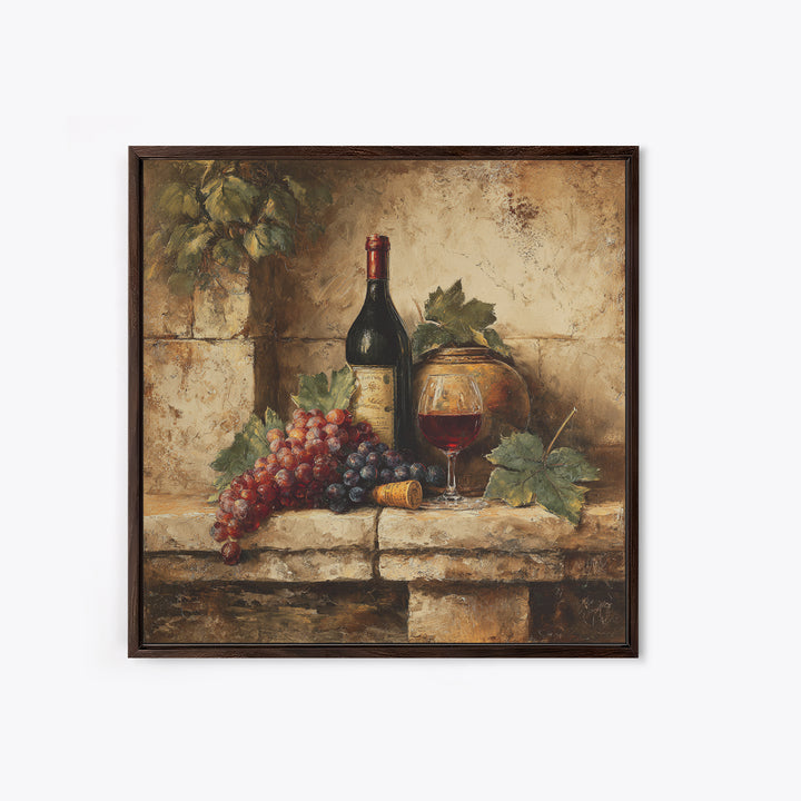 Italian Villa Vineyard Landscape Framed Canvas Print, Winery Art, Preppy Wall Art, Winery Decor, Oil Painting, Vineyard, WIN-1x1-68