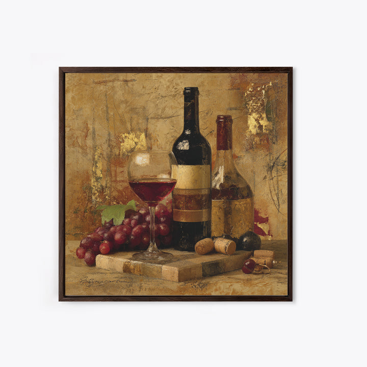 Burgundy Abstract with Gold Accents Framed Canvas Print, Winery Art, Living Room Art, Winery Decor, Abstract Art, Vineyard, WIN-1x1-71