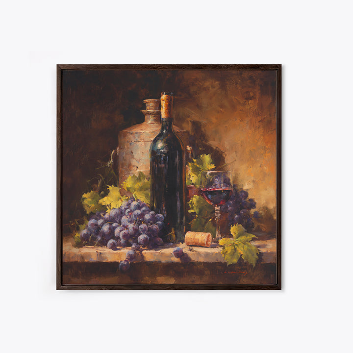 Tuscan Vineyard at Golden Hour Canvas Print, Winery Art, Statement Artwork, Winery Decor, Fine Art, Vineyard, Painting, WIN-1x1-75