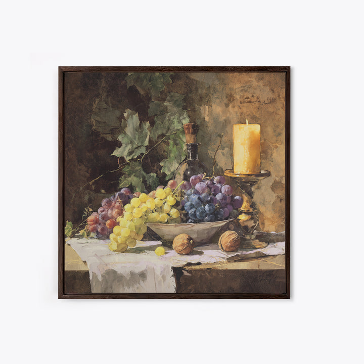 Champagne Grapes and White Linen Still Life Canvas Print, Winery Art, Art, Winery Decor, Fine Art, Vineyard, Farmhouse Decor, WIN-1x1-77