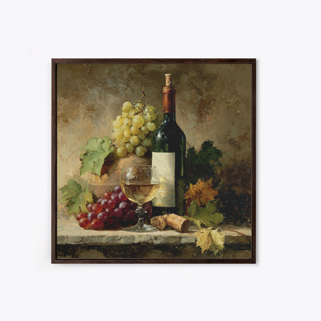 Wine Tasting Flight Rendered as Elegant Still Canvas Print, Winery Art, Boho Decor, Winery Decor, Oil Painting, Vineyard, WIN-1x1-82