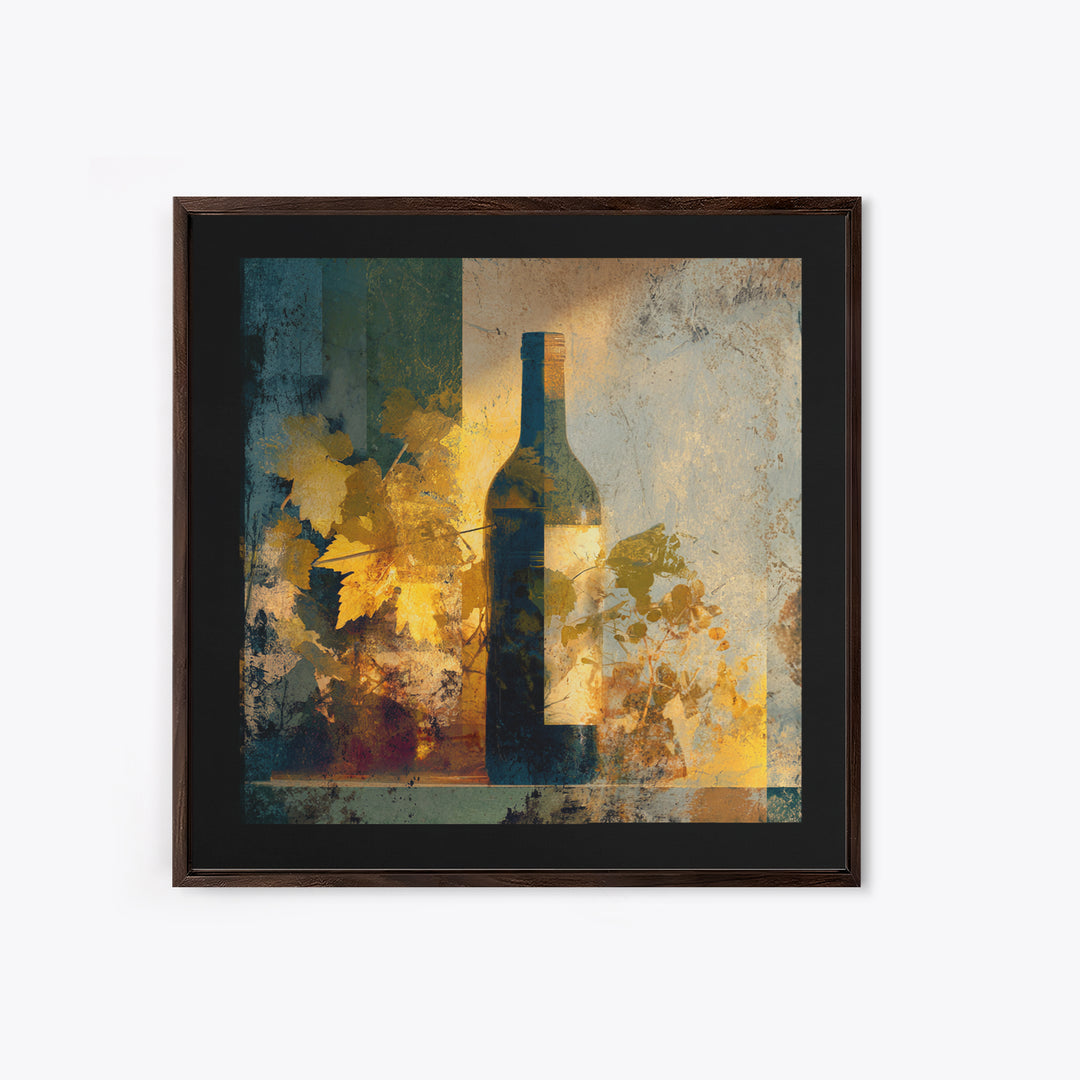 Black and Gold Wine Bottle Silhouette Framed Canvas Print, Winery Art, Minimalist Decor, Winery Decor, Fine Art, Vineyard, WIN-1x1-88