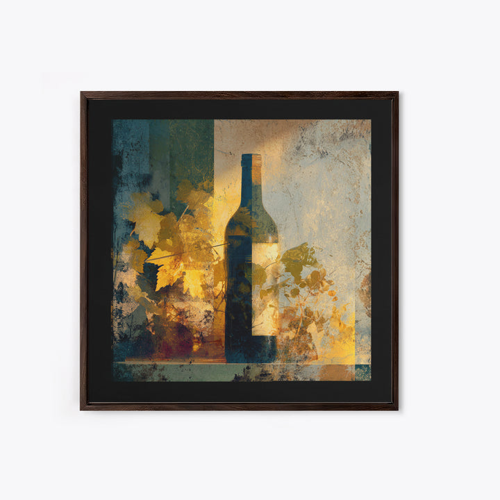 Black and Gold Wine Bottle Silhouette Framed Canvas Print, Winery Art, Minimalist Decor, Winery Decor, Fine Art, Vineyard, WIN-1x1-88