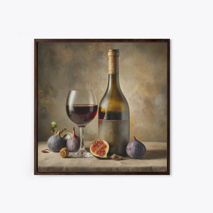 Wine Bottle and Glass Still Life Canvas Print, Winery Art, Textured Painting, Winery Decor, Fine Art, Vineyard, Oil Painting, WIN-1x1-98
