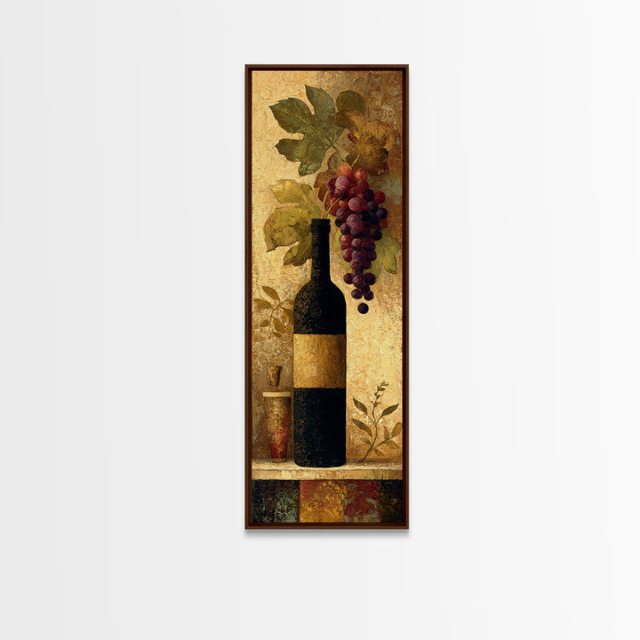 Black and Gold Wine Bottle Silhouette Canvas Print, Winery Art, Bar Art, Winery Decor, Fine Art, Vineyard, Textured Painting, WIN-1x3-100