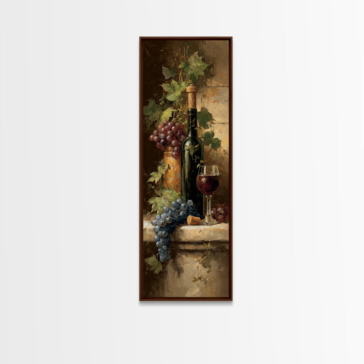 Olive Branch and Wine Glass Mediterranean Still Canvas Print, Winery Art, Wall Art, Winery Decor, Watercolor Art, Vineyard, WIN-1x3-12