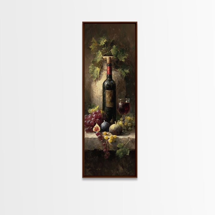 Wine Bottle and Glass Still Life Canvas Print, Winery Art, Gallery Decor, Winery Decor, Fine Art, Vineyard, Wall Art, WIN-1x3-14