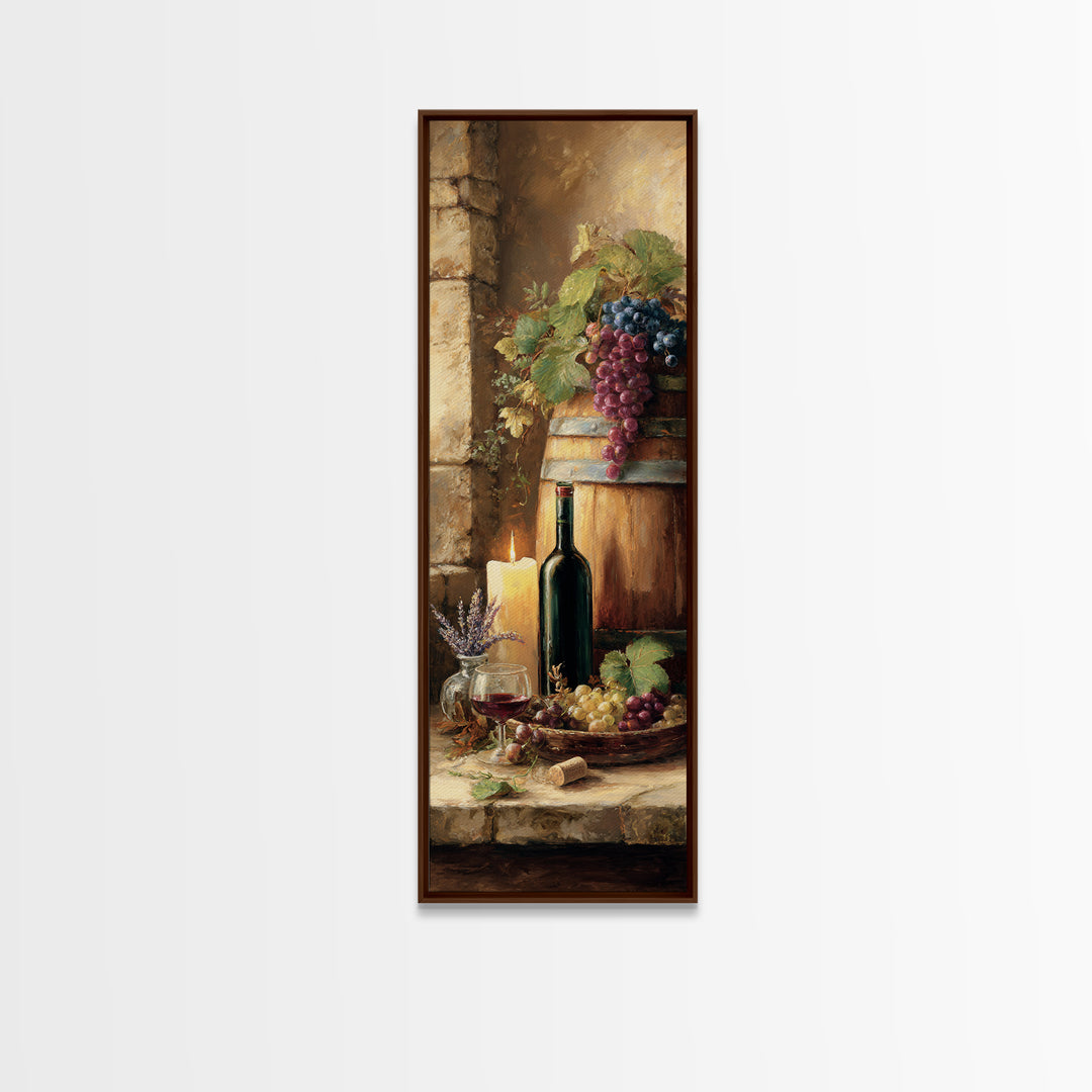 Wine Barrel with Lavender and Sunlight Canvas Print, Winery Art, Neutral Decor, Winery Decor, Fine Art, Vineyard, Home Decor, WIN-1x3-18