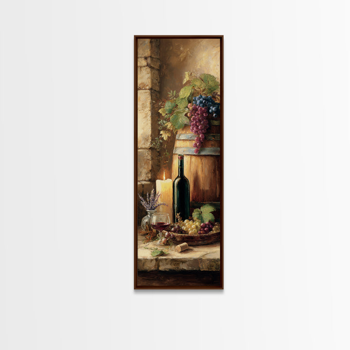 Wine Barrel with Lavender and Sunlight Canvas Print, Winery Art, Neutral Decor, Winery Decor, Fine Art, Vineyard, Home Decor, WIN-1x3-18
