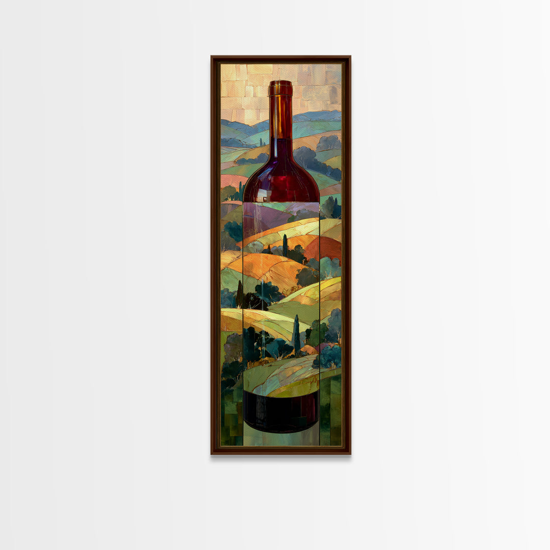 French Vineyard Hills Framed Canvas Print, Winery Art, Art, Winery Decor, Fine Art, Vineyard, Farmhouse Decor, Kitchen Art, WIN-1x3-20