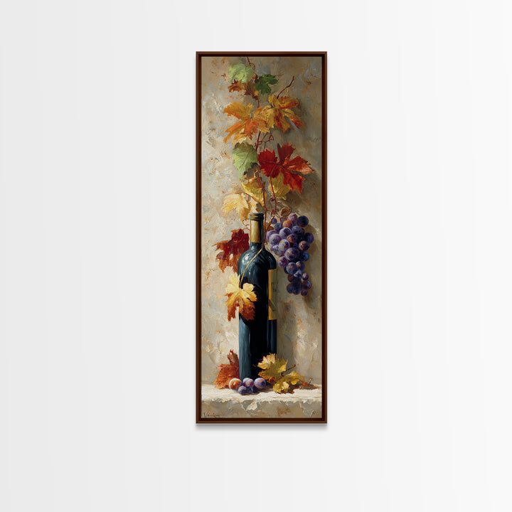 Vine Leaves Turning Autumn Red and Gold Canvas Print, Winery Art, Framed Art, Winery Decor, Fine Art, Vineyard, Landscape Art, WIN-1x3-23