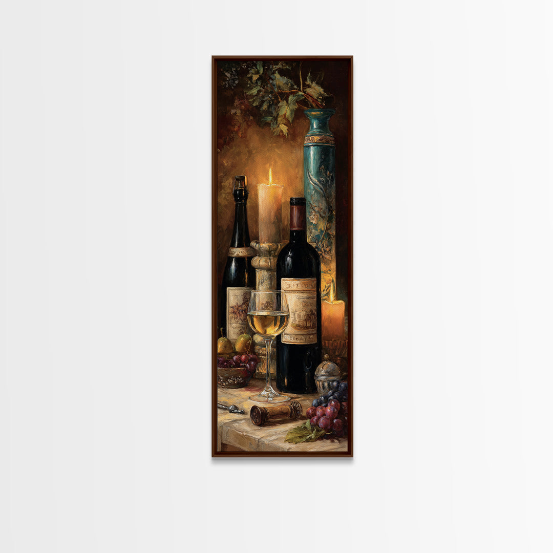 Old Cellar Key and Wine Label Shapes Framed Canvas Print, Winery Art, Wall Decor, Winery Decor, Fine Art, Vineyard, Kitchen Art, WIN-1x3-24
