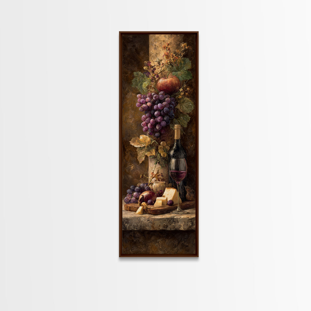 Charcuterie Board with Grapes and Cheese Canvas Print, Winery Art, Wall Hanging, Winery Decor, Vineyard, Preppy Wall Art, WIN-1x3-25