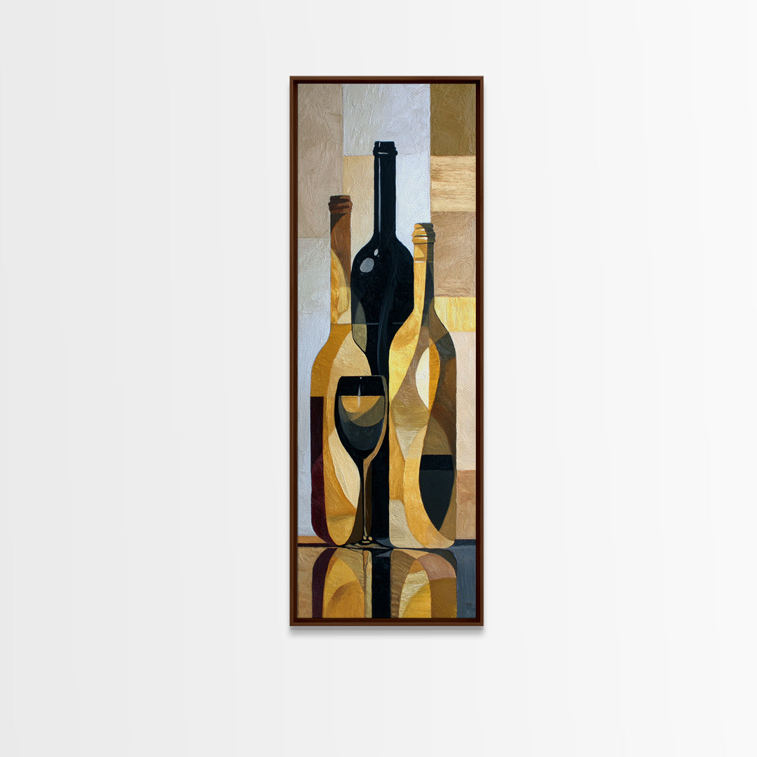 Black and Gold Wine Bottle Silhouette Canvas Print, Winery Art, Painting, Winery Decor, Fine Art, Vineyard, Living Room Decor, WIN-1x3-28