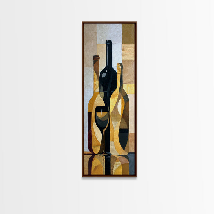 Black and Gold Wine Bottle Silhouette Canvas Print, Winery Art, Painting, Winery Decor, Fine Art, Vineyard, Living Room Decor, WIN-1x3-28