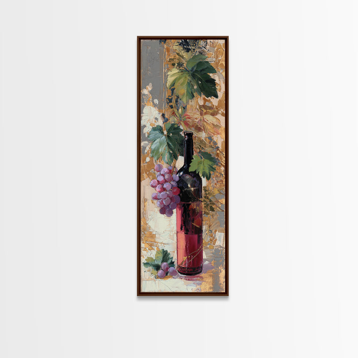 Burgundy Abstract with Gold Accents Canvas Print, Winery Art, Artwork, Winery Decor, Abstract Art, Vineyard, Bar Decor, WIN-1x3-35