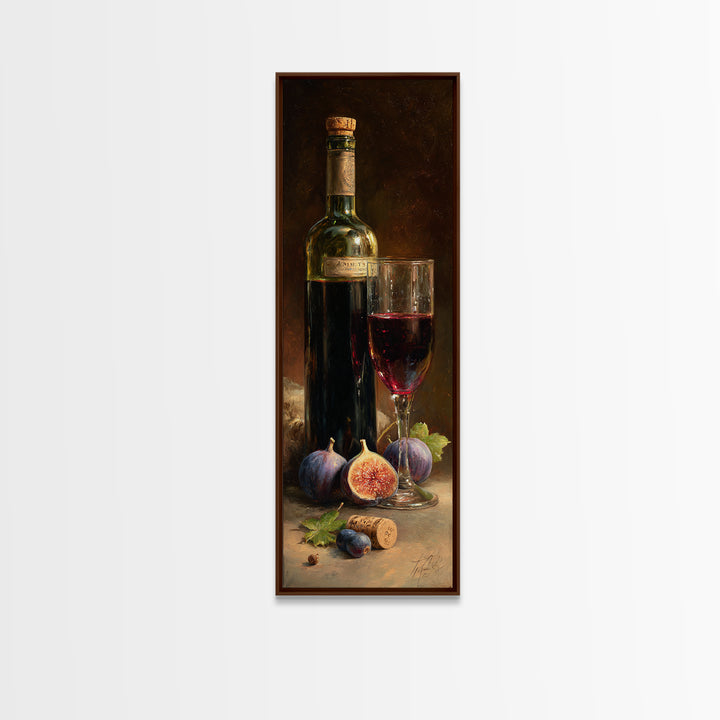 Wine Bottle and Glass Still Life Canvas Print, Winery Art, Gallery Decor, Winery Decor, Fine Art, Vineyard, Wall Art, WIN-1x3-38
