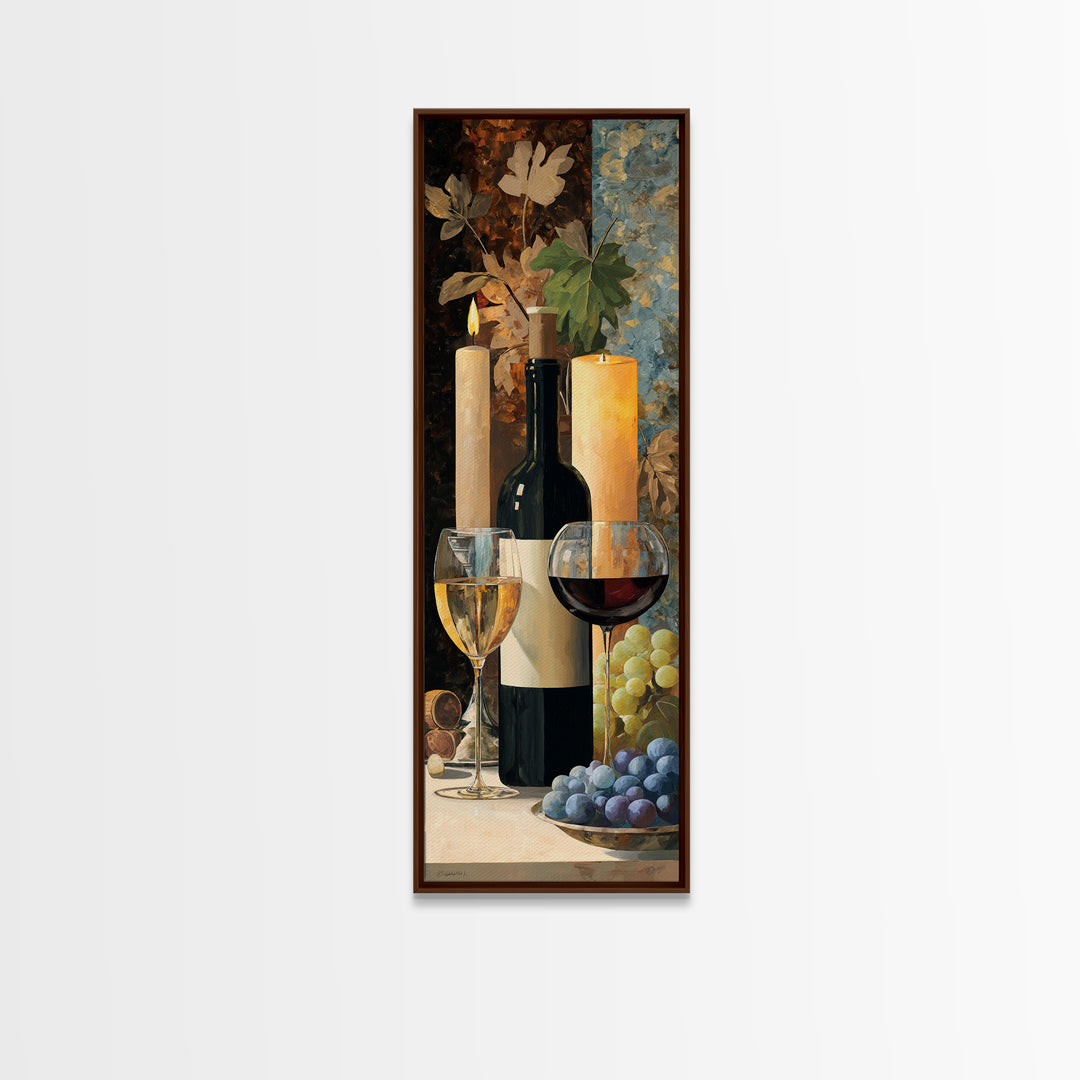 Wine Tasting Flight Rendered as Elegant Still Framed Canvas Print, Winery Art, Modern Decor, Winery Decor, Fine Art, Vineyard, WIN-1x3-46