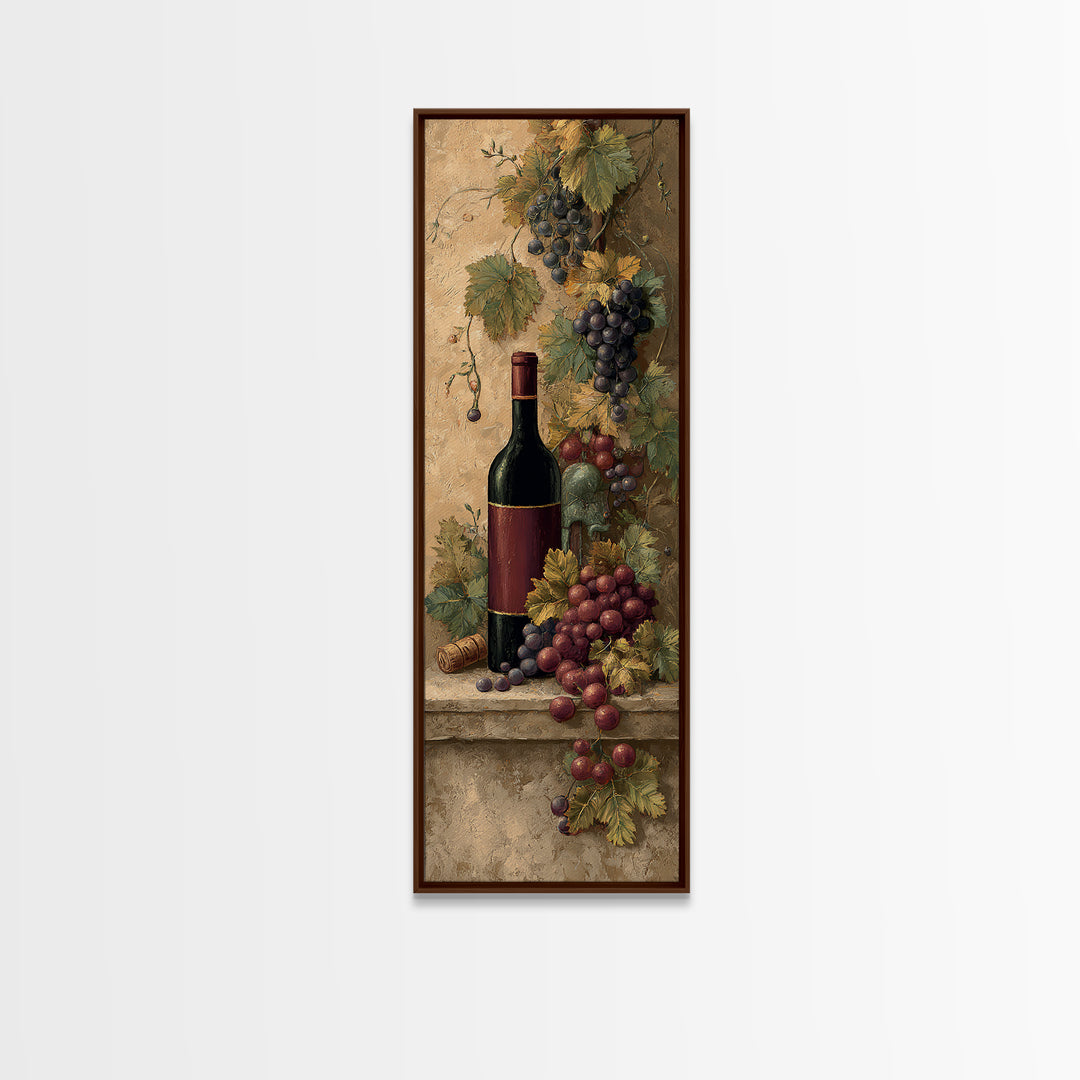Old Cellar Key and Wine Label Shapes Canvas Print, Winery Art, Oil Painting, Winery Decor, Abstract Art, Vineyard, WIN-1x3-48