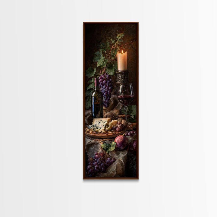 Charcuterie Board with Grapes and Cheese Canvas Print, Winery Art, Modern Decor, Winery Decor, Fine Art, Vineyard, Wall Decor, WIN-1x3-49