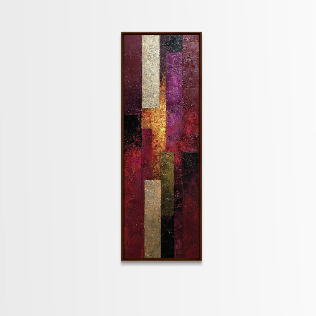 Burgundy Abstract with Gold Accents Canvas Print, Winery Art, Preppy Wall Art, Winery Decor, Vineyard, Statement Artwork, WIN-1x3-59