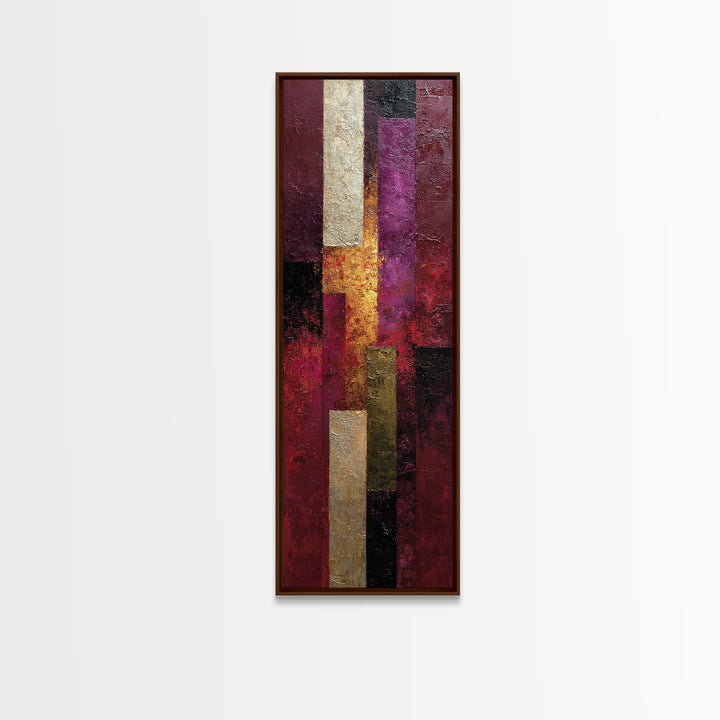 Burgundy Abstract with Gold Accents Canvas Print, Winery Art, Preppy Wall Art, Winery Decor, Vineyard, Statement Artwork, WIN-1x3-59