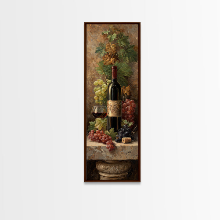 Wine Tasting Flight Rendered as Elegant Still Framed Canvas Print, Winery Art, Modern Decor, Winery Decor, Fine Art, Vineyard, WIN-1x3-70