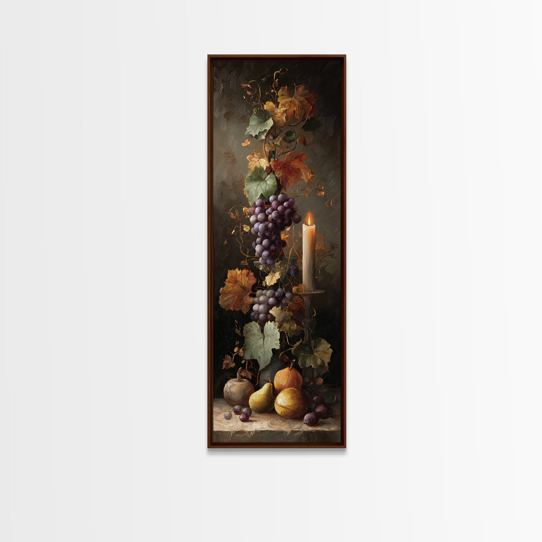 Vine Leaves Turning Autumn Red and Gold Framed Canvas Print, Winery Art, Gallery Decor, Winery Decor, Fine Art, Vineyard, WIN-1x3-71