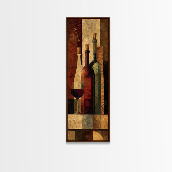Old Cellar Key and Wine Label Shapes Canvas Print, Winery Art, Retro Wall Art, Winery Decor, Abstract Art, Vineyard, WIN-1x3-72
