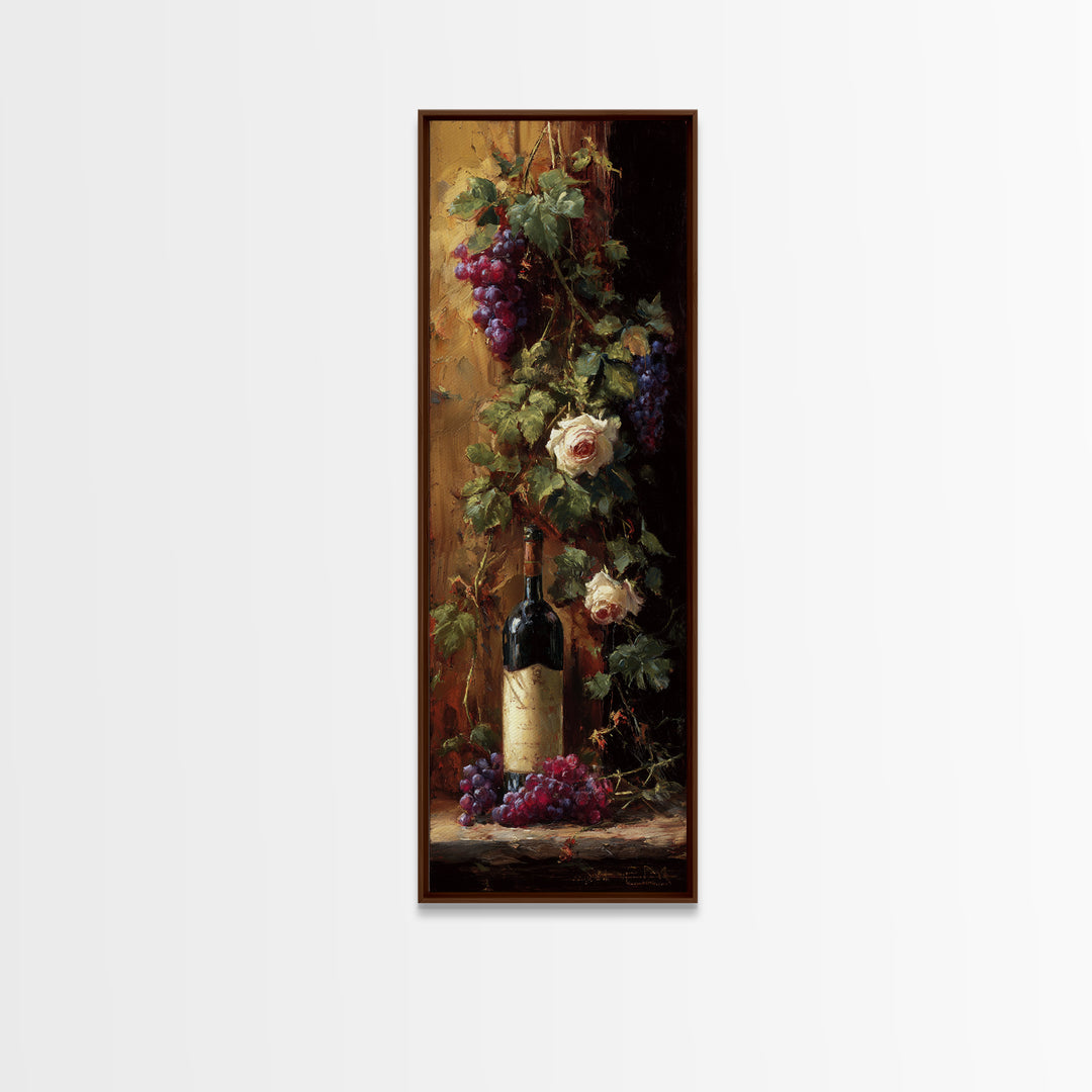 Vineyard Gate with Climbing Roses Framed Canvas Print, Winery Art, Neutral Decor, Winery Decor, Fine Art, Vineyard, Home Decor, WIN-1x3-75