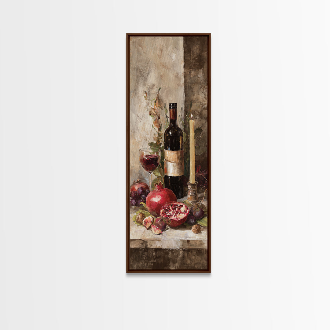 Pomegranate Figs and Red Wine Composition Canvas Print, Winery Art, Art, Winery Decor, Fine Art, Vineyard, Farmhouse Decor, WIN-1x3-77