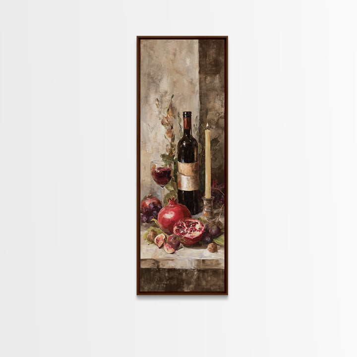 Pomegranate Figs and Red Wine Composition Canvas Print, Winery Art, Art, Winery Decor, Fine Art, Vineyard, Farmhouse Decor, WIN-1x3-77