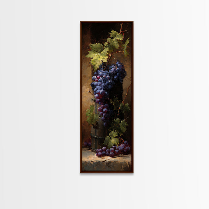 Grapevine Branch with Purple Grapes and Leaves Canvas Print, Winery Art, Wall Hanging, Winery Decor, Watercolor Art, Vineyard, WIN-1x3-85