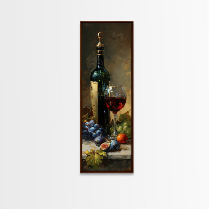 Wine Bottle and Glass Still Life Canvas Print, Winery Art, Contemporary Art, Winery Decor, Fine Art, Vineyard, Kitchen Decor, WIN-1x3-86
