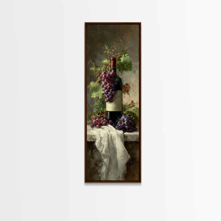 Champagne Grapes and White Linen Still Life Canvas Print, Winery Art, Living Room Art, Winery Decor, Abstract Art, Vineyard, WIN-1x3-89