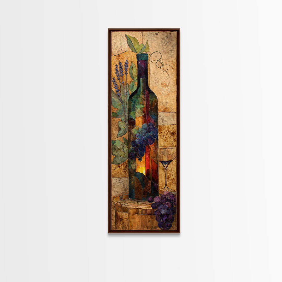Wine Barrel with Lavender and Sunlight Canvas Print, Winery Art, Wall Art, Winery Decor, Oil Painting, Vineyard, WIN-1x3-90