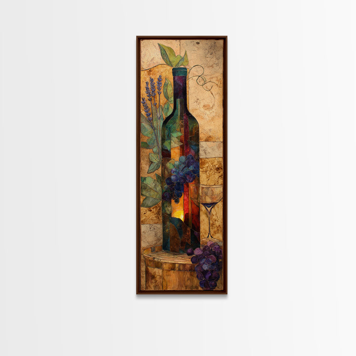 Wine Barrel with Lavender and Sunlight Canvas Print, Winery Art, Wall Art, Winery Decor, Oil Painting, Vineyard, WIN-1x3-90
