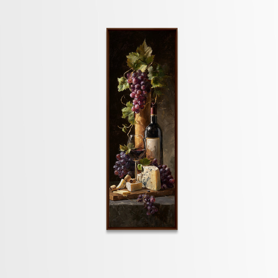 Charcuterie Board with Grapes and Cheese Canvas Print, Winery Art, Boho Decor, Winery Decor, Oil Painting, Vineyard, Art Print, WIN-1x3-97